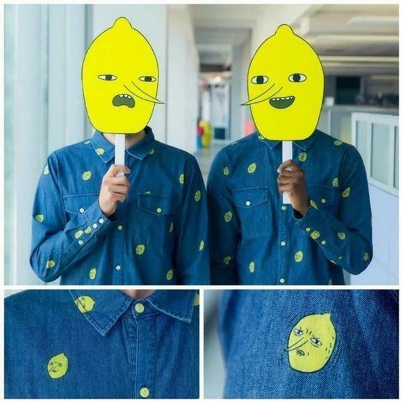 Adventure time Lemongrab denim shirt Welovefine mens XXL - Picture 1 of 9